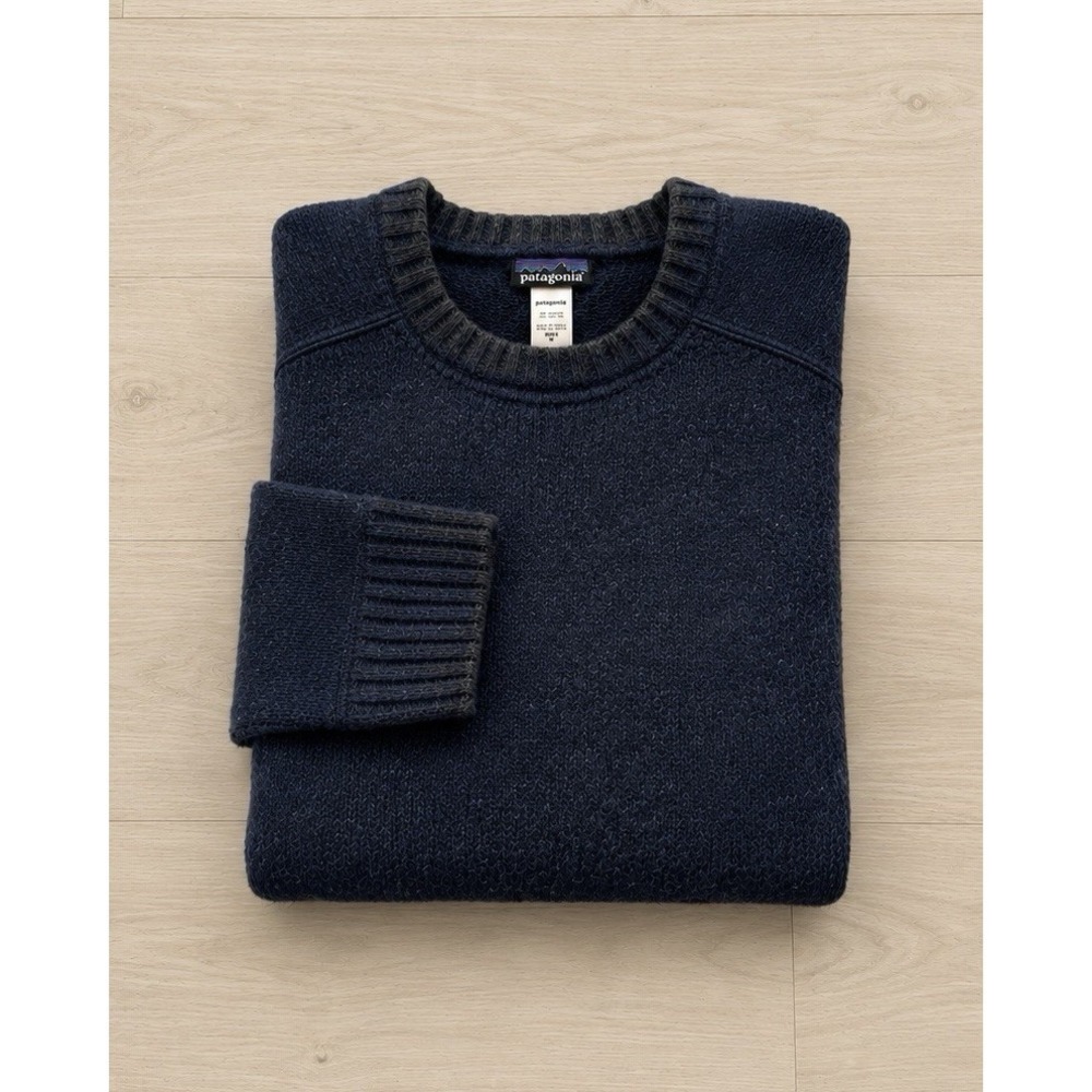 Patagonia Vintage Men's Lambswool Sweater Blue Size L Crewneck Knit Pullover